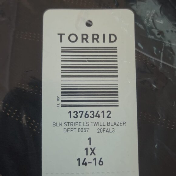 Torrid Blazer NWT 1X XL Stripe Twill Cutaway Blazer Size $70 Black - Picture 4 of 6